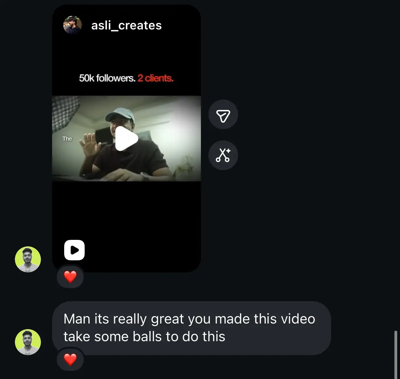 DM — Man its really great you made this video, take some balls to do this