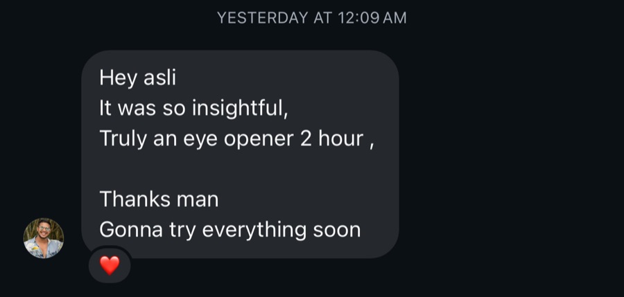 Client result — masterclass eye opener 2hr