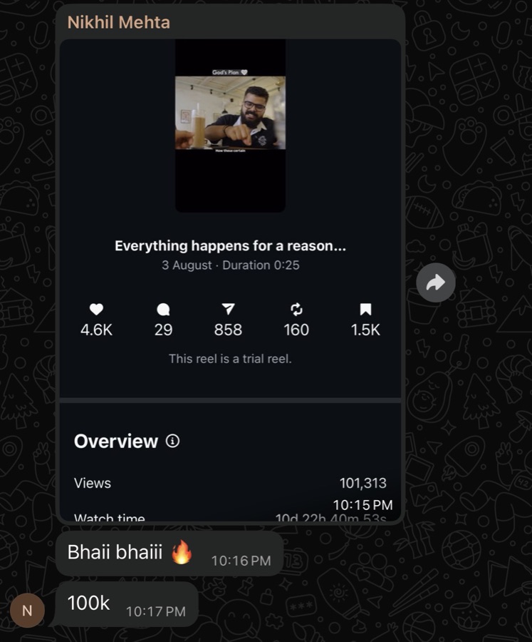Client result — nikhil 2nd reel 101k views