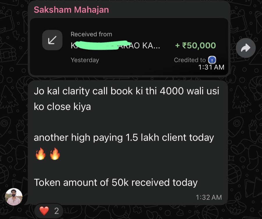 Client result — saksham 50k token second 1.5L client