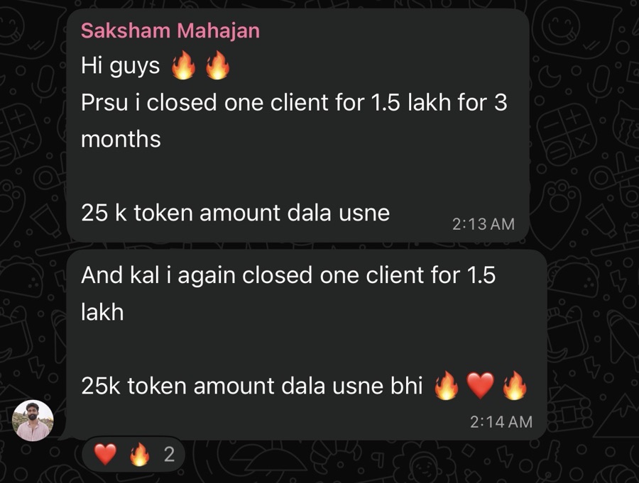 Client result — saksham two 1.5L closes 25k tokens