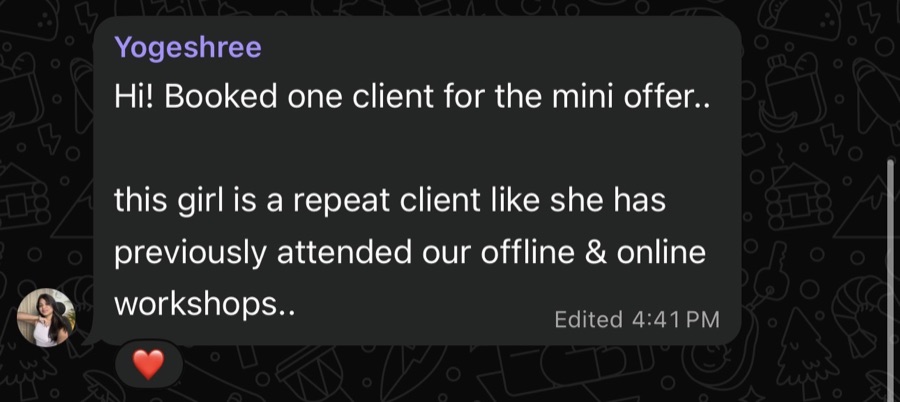 Client result — yogeshree mini offer repeat client